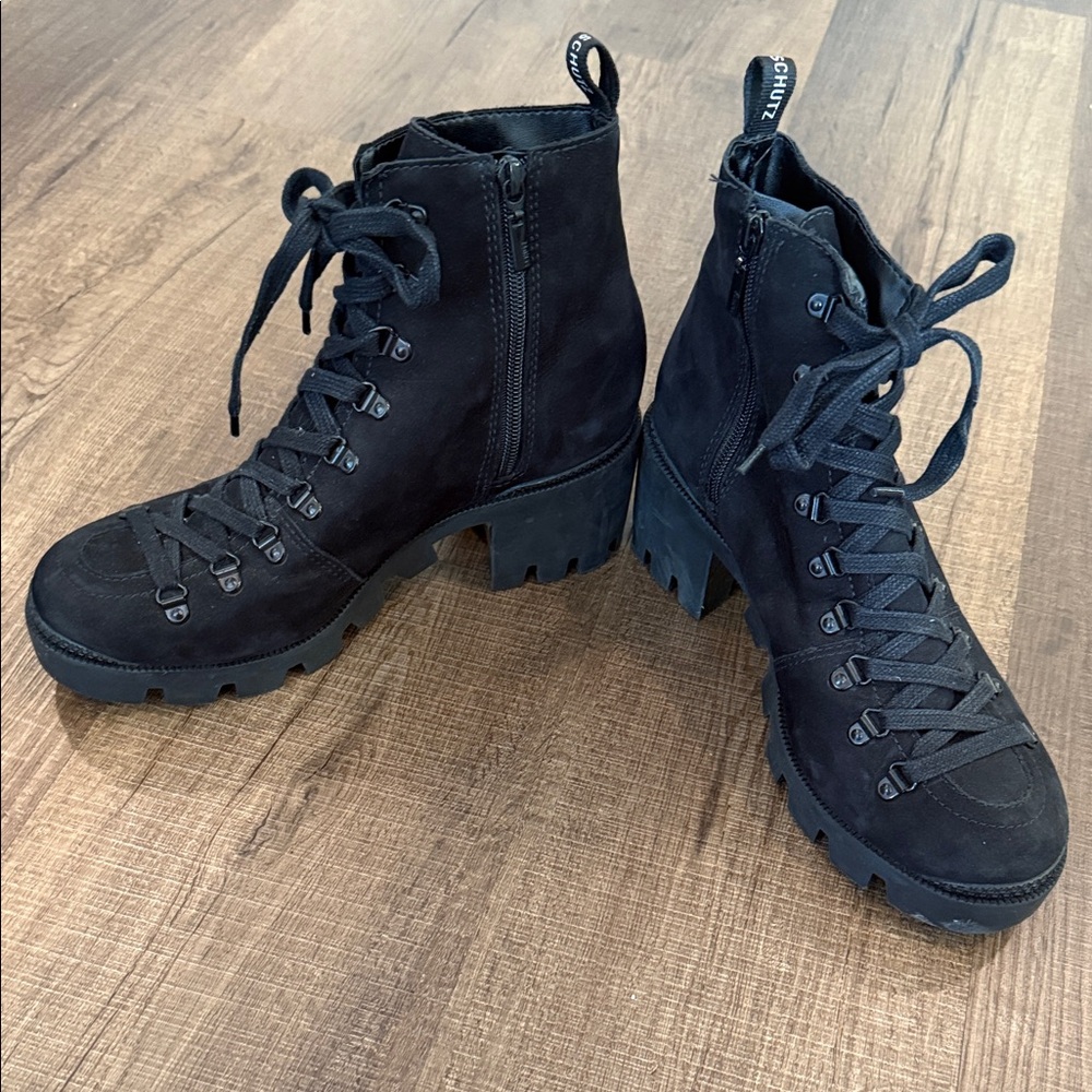 Schutz Black suede Lace-Up Boots